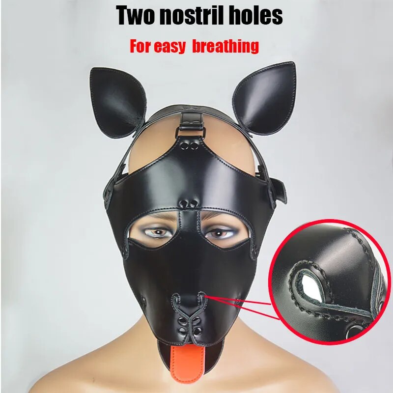 Puppy Play Hood - Tongue Out BDSM Mask